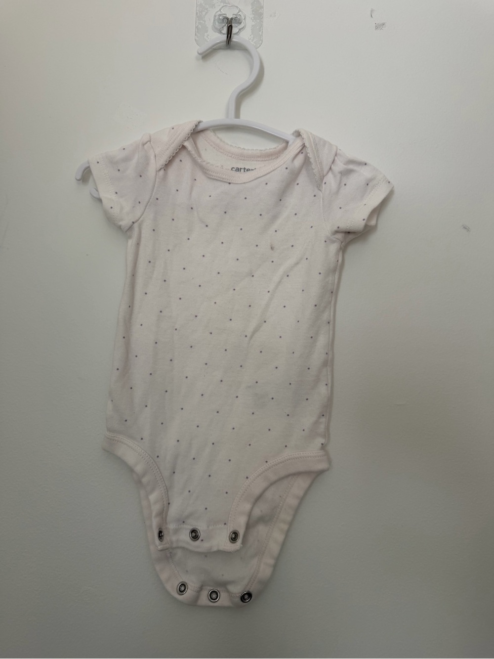 Carters 3m white polka dot short sleeve baby girl bodysuit